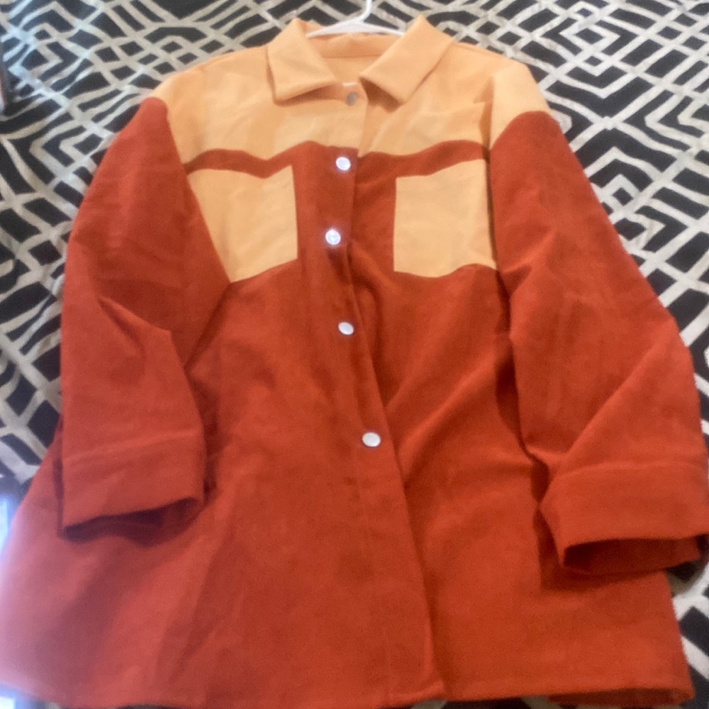 Plus Two Tone Pocket Corduroy Coat